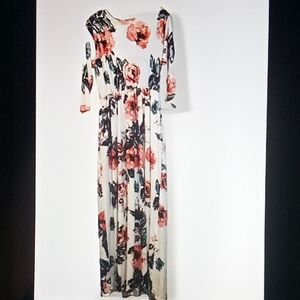 Unbranded Floral Maxi Dress 2xl Long Sleeve Crew Neck dress